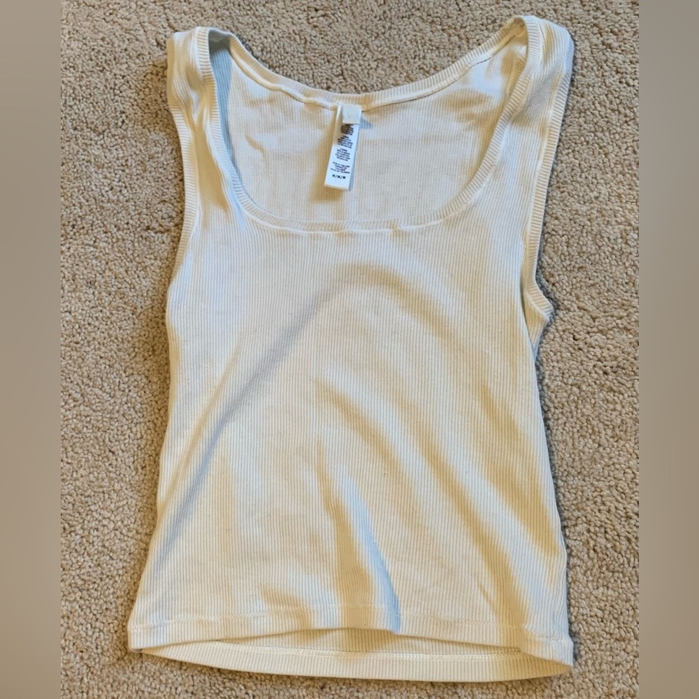 SKIMS Cotton Ribbed Tank Top in Bone